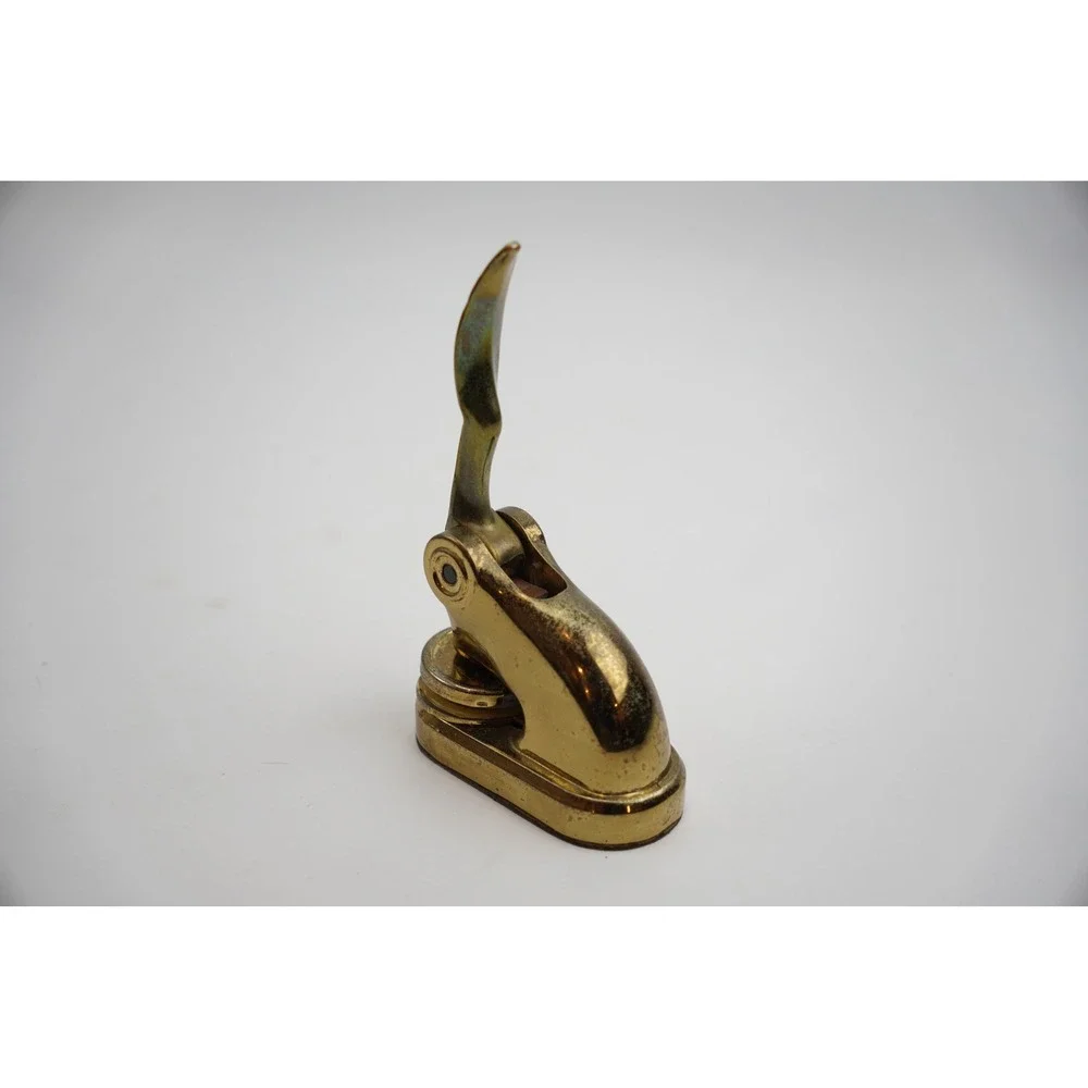 Vintage Brass Desk Embosser Paper Seal Press Gold Tone Good
